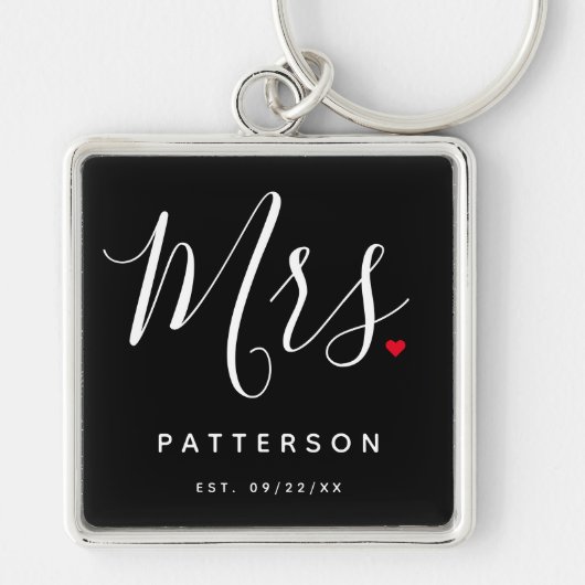 Porte-clés Stylish Mme Custom Nom et Mariage de date (Devant)