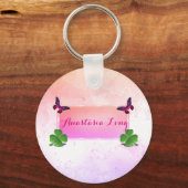 Porte-clés Stylish moderne, Pink Buterfly, Green Clover (Recto)