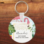 Porte-clés Stylish Pink Flamingo Baby Shower (Recto)