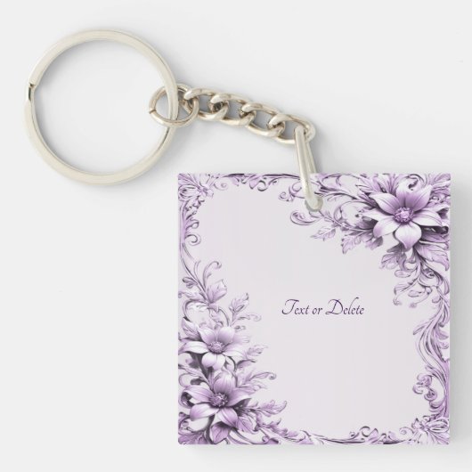 Porte-clés Stylish Purple Flowers Keychain (Devant)
