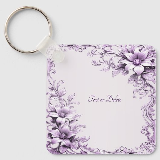 Porte-clés Stylish Purple Flowers Keychain (Recto)