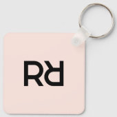 Porte-clés Stylish rose moderne Girly Monogramme Initial Luxe (Dos)