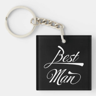 Porte-clés Stylisme noir typographie Best Man Groomsmen