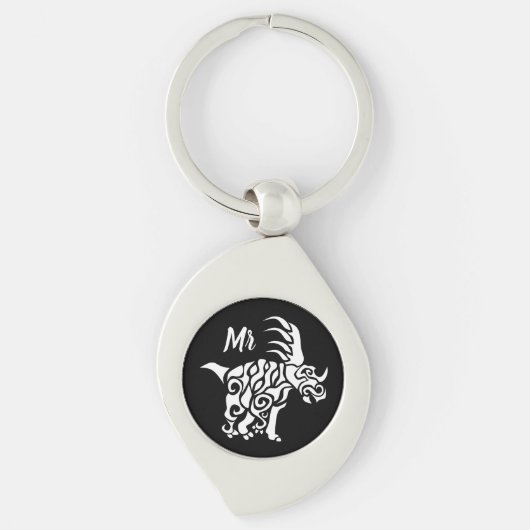 Porte-clés Styracosaurus blanc fantôme avec peinture de guerr (Devant)