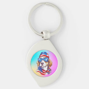 Porte-clés Sublimation de chien du 4 juillet-66361