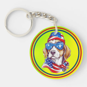 Porte-clés Sublimation de chien du 4 juillet-66361