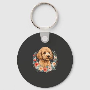 Porte-clés Sublimation ronde de chien floral