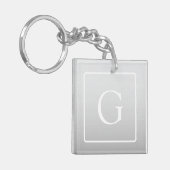 Porte-clés Subtil Gray Gradient Nom de famille Monogramme (Devant gauche)