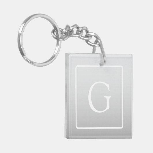 Porte-clés Subtil Gray Gradient Nom de famille Monogramme (Devant gauche)