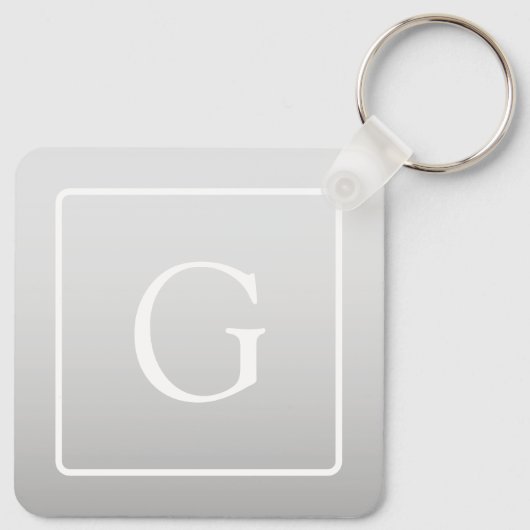 Porte-clés Subtil Gray Gradient Nom de famille Monogramme (Dos)