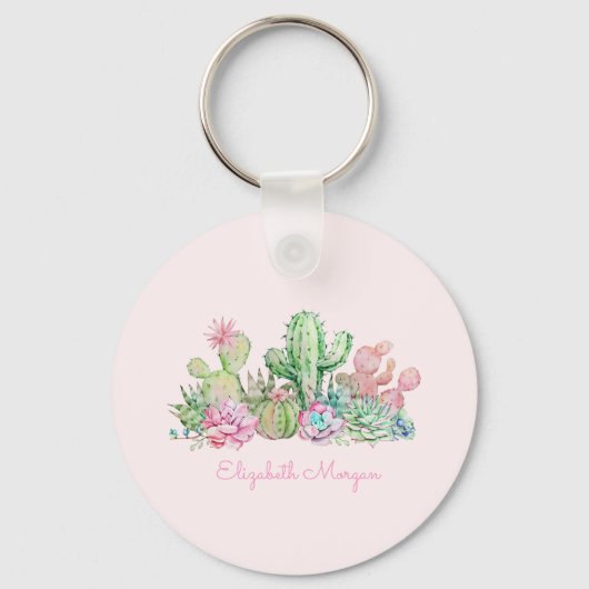 Porte-clés Succulentes chic aquarelle (Recto)