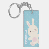 Porte-clés Sucré adorable Bunny Bleu Bleu Pastel Pois (Devant gauche)