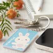 Porte-clés Sucré adorable Bunny Bleu Bleu Pastel Pois (Devant droit)