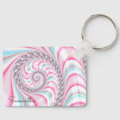 Porte-clés Sucre de canne bleu rose pastel Spiral Fractal (Recto)