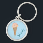 Porte-clés Sucré Treat Pink Ice Crème Cone Sprinkings PERSONN<br><div class="desc">Customisez ce porte - clé mignon avec votre propre texte,  votre nom ou tout ce que vous voulez. Préparez-vous pour l'été avec ce design de cône de crème glacée douce,  dessiné à la main par moi pour vous ! Consultez ma boutique pour trouver beaucoup d'autres articles correspondants !</div>