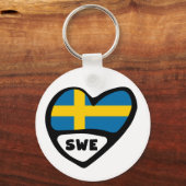 Porte-clés Suède Code Pays Drapeau Clavier Coeur, SWE (Recto)