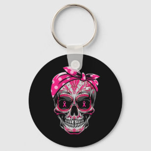 Porte-clés Sugar Skull Cancer du sein Sensibilisation Pink Ri