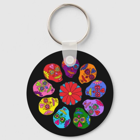 Porte-clés Sugar Skull Flower (Recto)