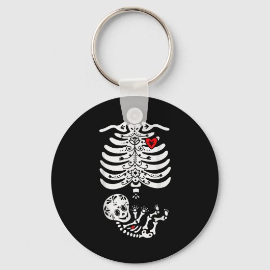 Porte-clés Sugar Skull Skeleton Halloween Pregnancy Annouceme (Recto)