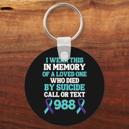 Porte-clés Suicide Prevention 988 Hotline In Memory Of Loved (Recto)