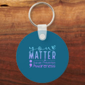 Porte-clés Suicide Prevention Awareness Semicolon Teal & (Recto)