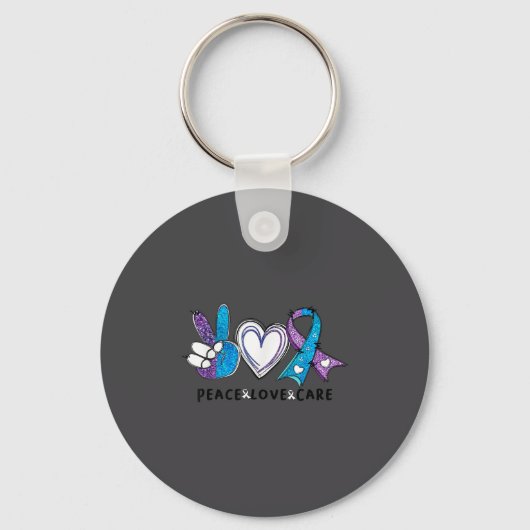 Porte-clés Suicide Prevention Awareness Teal &amp; Purple Rib (Recto)