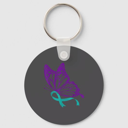 Porte-clés Suicide Prevention Awareness Teal &amp; Purple Rib (Recto)