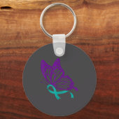 Porte-clés Suicide Prevention Awareness Teal &amp; Purple Rib (Recto)