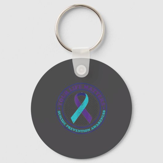Porte-clés Suicide Prevention Awareness Teal &amp; Purple Rib (Recto)