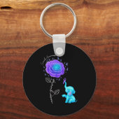 Porte-clés Suicide Prevention Teal Purple Flower Elephant Rib (Recto)