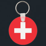 Porte-clés Suisse<br><div class="desc">Drapeau Suisse porte - clé rond personnalisé</div>
