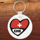 Porte-clés Suisse Code Pays Drapeau Clavier Coeur, CHE (Recto)