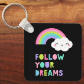Porte-clés Suivez vos rêves Cute Rainbow Cloud (Recto)