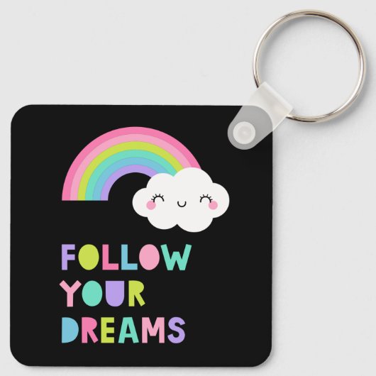 Porte-clés Suivez vos rêves Cute Rainbow Cloud (Dos)