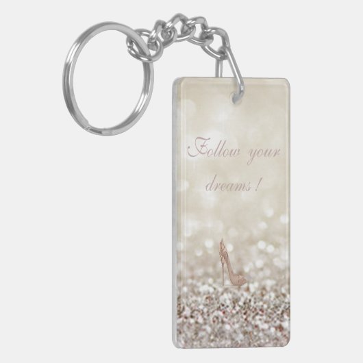 Porte-clés Suivez vos rêves, Glittery, Bokeh, Talons, (Devant gauche)