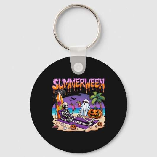 Porte-clés Summerween Skeleton Ghost Beach Drôle Éffrayant Ha (Recto)