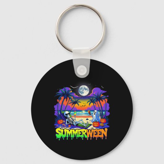 Porte-clés Summerween Skeleton Ghost Beach Drôle Éffrayant Ha (Recto)