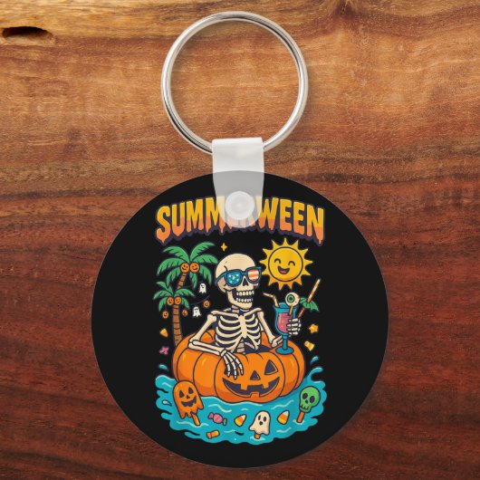 Porte-clés Summerween Skeleton Vibes Chillin Dans Un Flo Citr (Recto)