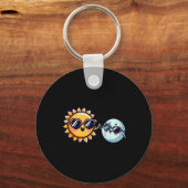 Porte-clés Sun Moon Friends Total Solar Eclipse 2024 Garçons  (Recto)