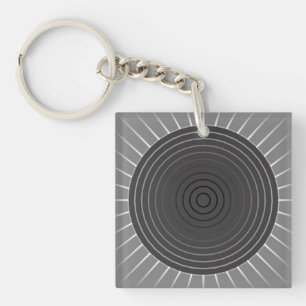 Porte-clés Sunburst géométrique moderne - Hématite foncé gris