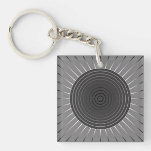 Porte-clés Sunburst géométrique moderne - Hématite foncé gris