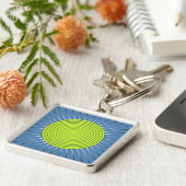 Porte-clés Sunburst géométrique moderne - Lime et bleu Denim (Côté)