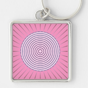 Porte-clés Sunburst géométrique moderne - Nuances de rose