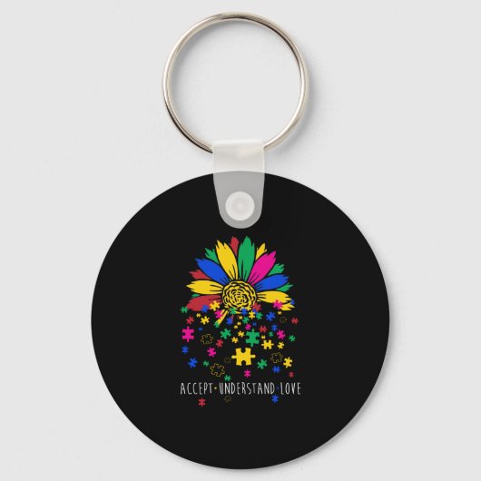 Porte-clés Sunflower Accepter Comprendre l'Amour Monde Autism (Recto)