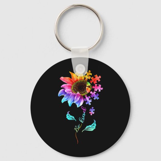 Porte-clés Sunflower Be Kind Puzzle Piece Sensibilisation sur (Recto)