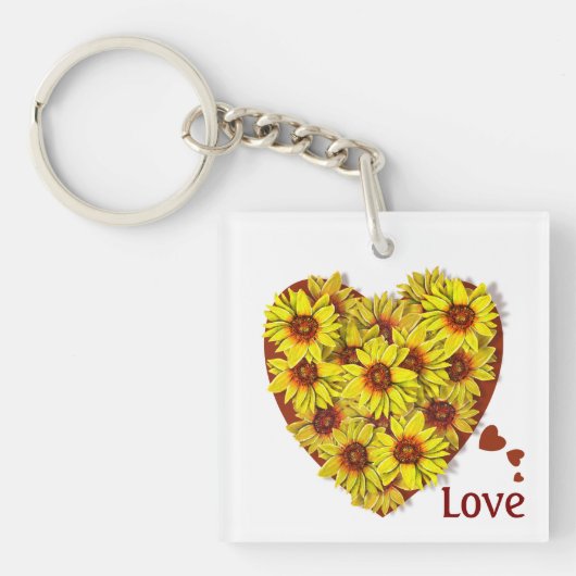 Porte-clés Sunflower Heart Acrylic Keychain (Devant)