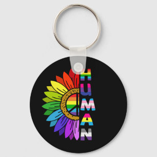 Porte-clés Sunflower Human en couleur arc-en-ciel LGBTQ F