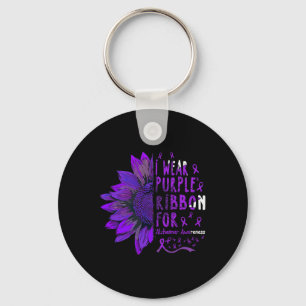 Porte-clés Sunflower I Wear Purple Ribbon pour Alzheimer Awar