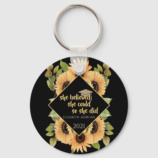 Porte-clés Sunflowers Parties scintillant Casquette diplômé   (Recto)