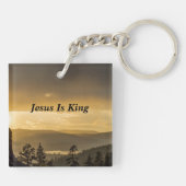 Porte-clés Sunset Over Forest Mountains Psalm 86:11 Verse (Dos)